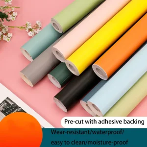 Self-adhesive PVC Solid Color Simple Chinese Style Wallpaper Macaron Model Dormitory Bedroom Instant Sticker
