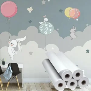 Self adhesive Water Resistant 290gsm Fabric Matte Polyester Canvas Roll Blank Wallpaper for Interior Decoration