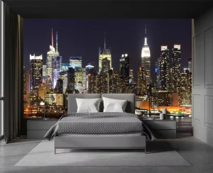 Self adhesive Waterproof Modern Non Woven Wallpaper for Bedroom Living Room Manhattan 3D Mural Peel and Stick