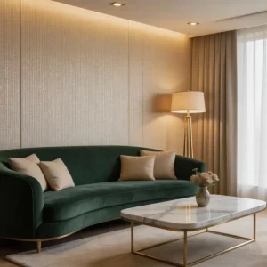 Sheer Linen Look Vinyl Wall Covering High Environmental Protection No Formaldehyde Moisture Resistant Modern Design Bedroom Easy