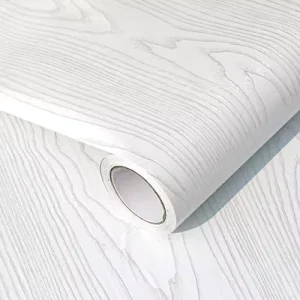Silver 3D Peel and Stick White Wood Grain Wallpaper Self Adhesive Waterproof PVC Vinyl Film Furniture Cabinet Home Decor