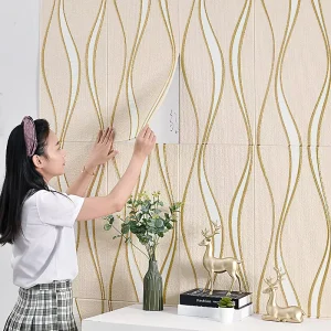Simple European Bedroom Wallpaper Self Adhesive 3D Floral Wall Sticker Waterproof and Fireproof Rustic Design