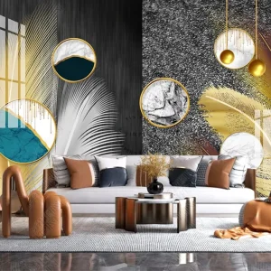 Simple Geometric Feather Wallpaper Home Decoration Luxury