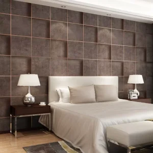 Simple Grid 3D Deerskin Wallpaper Thickened Non woven Embossed Wallpaper for Living Room