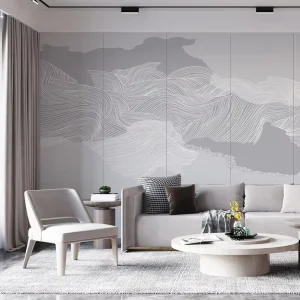 Simple Modern Line-style Waterproof Wall Mural Customizable Eco-friendly Wallpaper for Bedroom and Commercial Use
