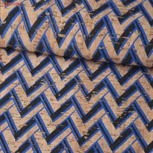Slub Pattern Blue Printing Cork Fabric Synthetic Cork Board for Bags