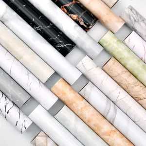 Small Roll Heat Resistant Marble Peel and Stick Wallpaper Waterproof Self Adhesive PVC Decorative Film for Furniture Wrap