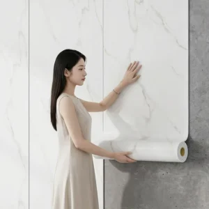 Smooth Marble Pattern Custom Vinyl Wall Paper White Rolls Wall Stickers 3D Wallpaper Peel Stick Interior Decoration Home Decor