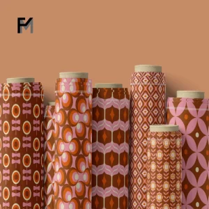Soft Cotton Fabric Simple Geometric Abstract Custom Vintage 60s 70s Retro Wallpaper Style for Dress