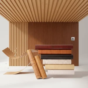 Soft Touch Smooth Surface High Wood Veneer Wall Panel Non Self adhesive Vacuum Hot Pressed PVC Decorative Film