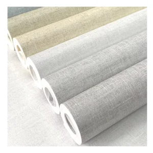 Solid Color Linen Patterned Non Woven Wallpaper Glue Mould Proof 5 Year Warranty Modern Design Entertainment Hotel Household