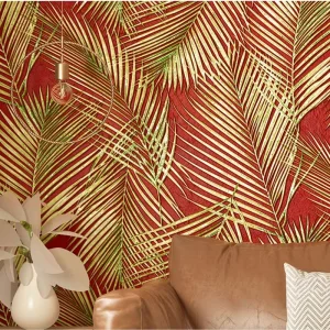 Southeast Asia House Decoration Interior Tropical PalmLeaf Wallpaper Rolls 3D Waterproof PVC Room Walls Decor