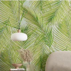 Southeast Asia Style Tropical PalmLeaf Wallpaper Rolls 3D Waterproof PVC House Decoration Interior Living Bed Room Walls Decor