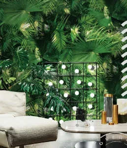 Southeast Asian Style Palm Leaf Design 3D Wallpaper for Walls
