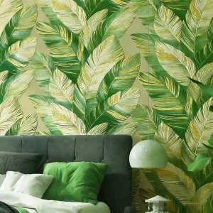 Southeast Asian Tropical Banana Leaf Wall Covering Decorative 3D Waterproof PVC Wallpaper for Background Room Walls Decor