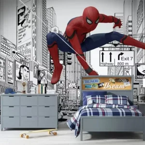 Spider Man Superhero 3D Wall Paper Mural Wallpaper