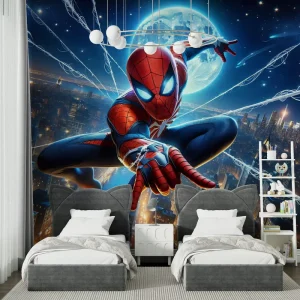 Spider Man Superhero Wallpaper Mural Self-Adhesive Wallpaper for Kids Bedroom Teen Room Game Room Interior Wall Decor