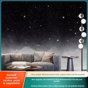 Starry Sky Wallpaper Industrial Design Graphic Design Seamless Fabric Customized Night Sky Bar Black Wall Cloth Background