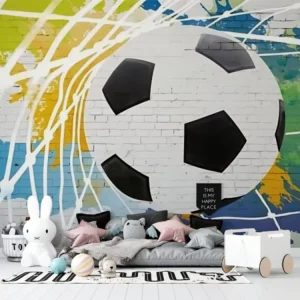 Street Art Football Self Adhesive Paper Mural Customizable Colorful Graffiti Wallpaper Teen Bedroom Playroom Easy Install