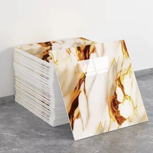 Stylish Realistic Marble Look Waterproof Peel Stick Tile Panel Wall Sticker for Kitchen Bedroom Bathroom Wall