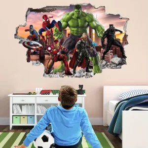 Superhero Papiers Peints Mural Hulk Iron Man Spider Man Pattern Wall Decor Boys Bedroom Home Theater Decorations Murals