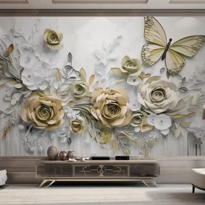 Technology Enabled Embossed Floral Relief Wall Textured Wallpaper Home Decoration