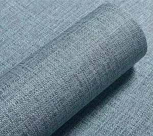 Textured Fabric Blue Linen Wallpaper Peel and Stick Self-Adhesive Removable Waterproof Wallpaper for Wall Cabinets