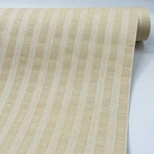 Textured Natural Paper Weave Wallpaper Beige Vertical Stripe Wall Covering for Home Decoration