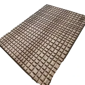 Textured Panel Made of Solid Wood with 3D Relief Wave Pattern High End Lacquered Cabinet Door and Wall Panel