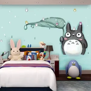 Totoro Modern Children’s Room 3D Waterproof Smoke-Proof Background Wallpaper Custom Bedroom Wall Fabric High Quality Household