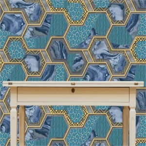 Traditional Style Geometric Pattern 3D Mural PVC Vinyl Wallpaper Rolls Waterproof Wall Panel