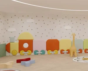 Trailer Truck Design Padded Wall Panels Kids Wallpaper for Daycare Wall Decor Soft Panels Kids