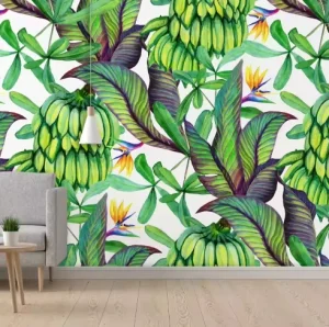 Tropical Beautiful Green Big Tree Forest Landscape Wall Decor Wallpaper with Retail Stores Wall Paper Mural Commercial Room