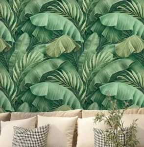 Tropical Palm Leaf Green Banana Leaves Wall Paper Removable Contact Paper Nature Gold Leaf Wallpaper