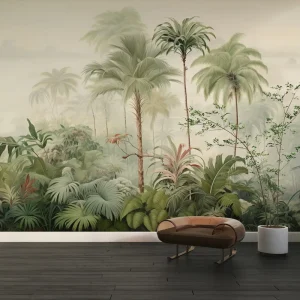 Tropical Paradise Murals Lush Green Jungle Wallpaper with Vibrant Flowers for Wall Painting