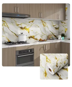 UDK 1.2*3M UV Marble Design Hot Stamping Foil Sheet Self Adhesive Decorative Wall Sticker for Furniture Wall Decor