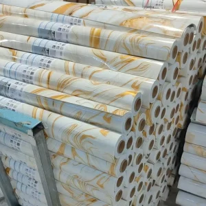 UDK 1.2*3m TV Background Wall Decoration Adhesive Wallpaper Marble Tile Sticker Glossy Glided Design