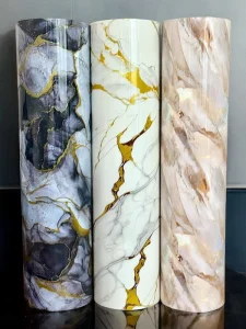 UDK Luxury Gold Vein Marble PET Foam Wall Sticker Waterproof Self Adhesive High Gloss Peel and Stick Wallpaper Roll for Decor