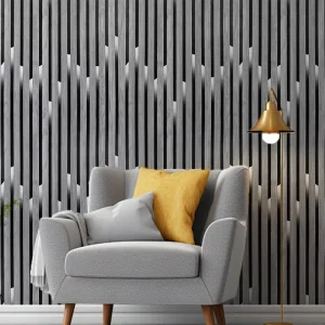 UDK Modern 3D Textured Grid Stripe Wall Sticker PVC Waterproof Removable Wallpaper for Living Room TV Feature Wall Bedroom Home