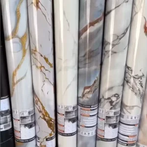 UDK Vinyl Glossy 1.2*3M Self Adhesive Marble Sheet Modern Peel Stick 3D Wall Sticker for Interior Decoration