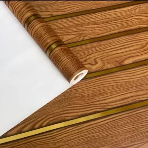 UDK Waterproof Brown Wooden PVC Self-Adhesive Wallpaper Contact Paper for House Wall Decoration