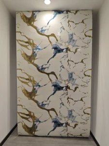 UV High Glossy Golden Marble Color Wallpaper Sticker Self adhesive Silver Shining Flexible Marble Wall Ceramics Sticker