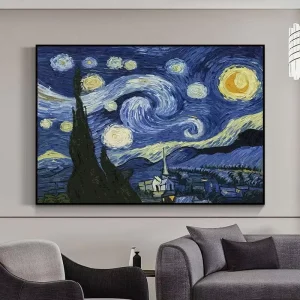 Van Gogh Starry Night Seamless Wall Mural Customizable Wallpaper for Bedroom