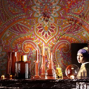 Vintage Blue Red Vinyl Wall Papers Home Decor Living Room Bedroom Exotic Ethnic PVC Wallpaper Roll Bohemia Style