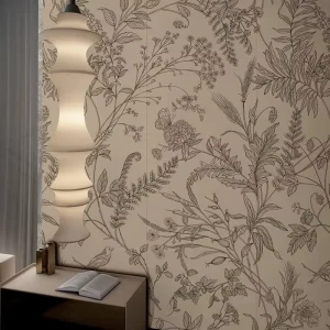 Vintage Botanical Floral Wallpaper Sticker Bird and Butterfly Retro Hand Drawn Leaf Wall Covering for Living Room Bathroom Decor