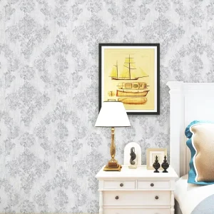 Vintage Damask Design PVC Vinyl Wallpaper Embossed 3D Geometric Pattern Waterproof European Style for Home Decor Hotel