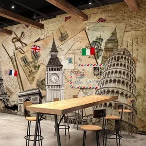 Vintage European Style Architectural Background Mural Wallpaper