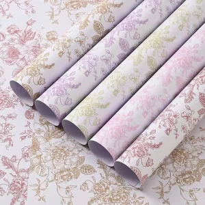 Vintage European Style Floral Art Pearl Paper Intricate Floral Print Waterproof Wrapping Paper Fresh Flowers Handmade