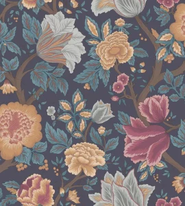 Vintage Floral Vine Wallpaper Roll Dark Purple Background with Peony & Tulip Botanical Print for Living Room Bedroom Home Decor