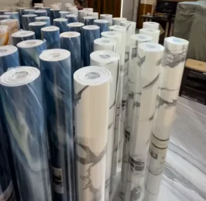 Vinyl Glossy 1.2*3M Self Adhesive Marble Sheet Modern Peel & Stick 3D Wall Sticker for Interior Decoration